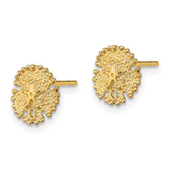 14K Yellow Gold Textured Sand Dollar Post Earrings