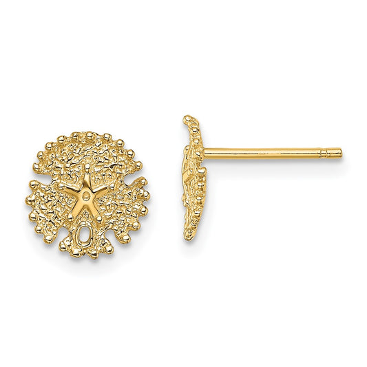 14K Yellow Gold Textured Sand Dollar Post Earrings