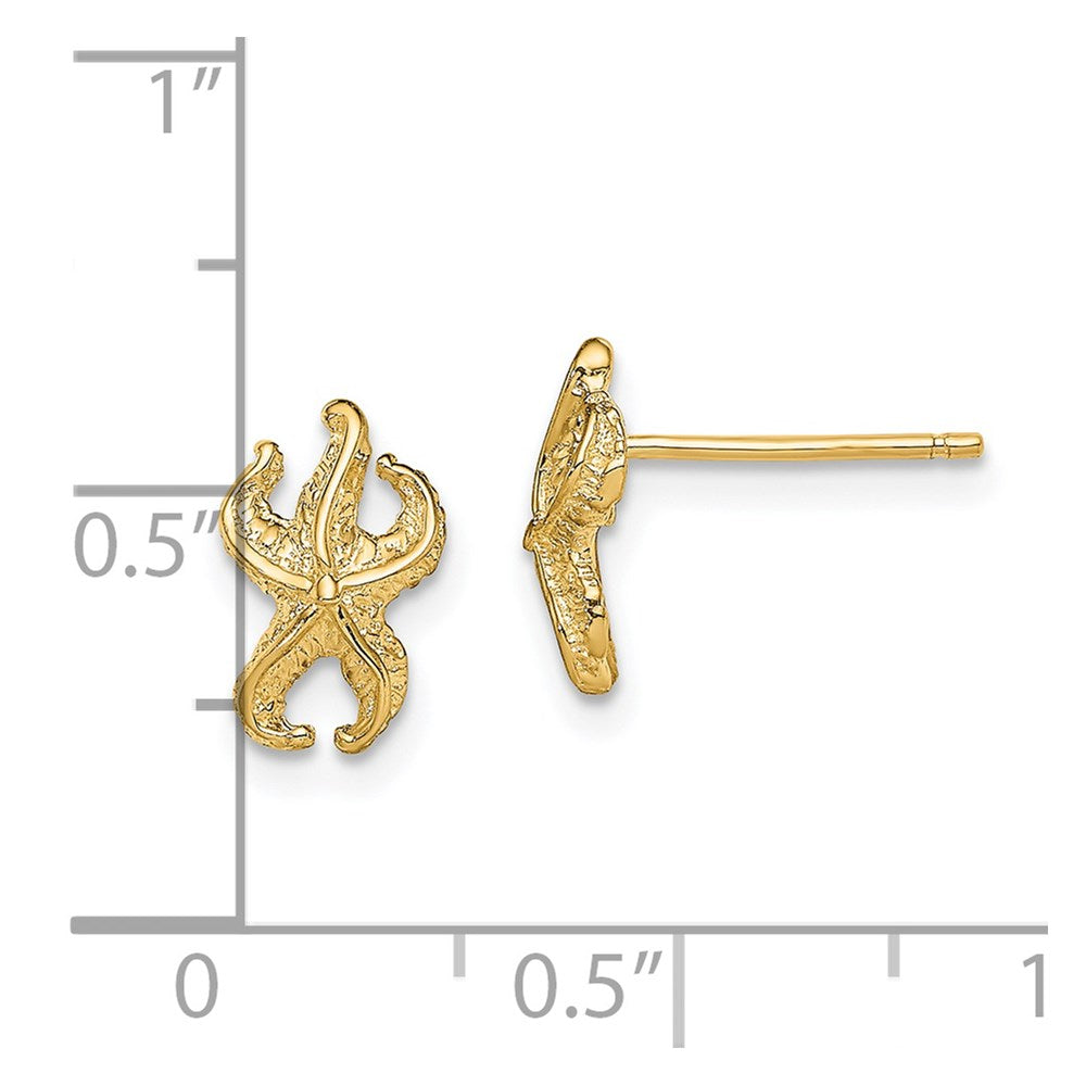 14K Yellow Gold Starfish Post Earrings