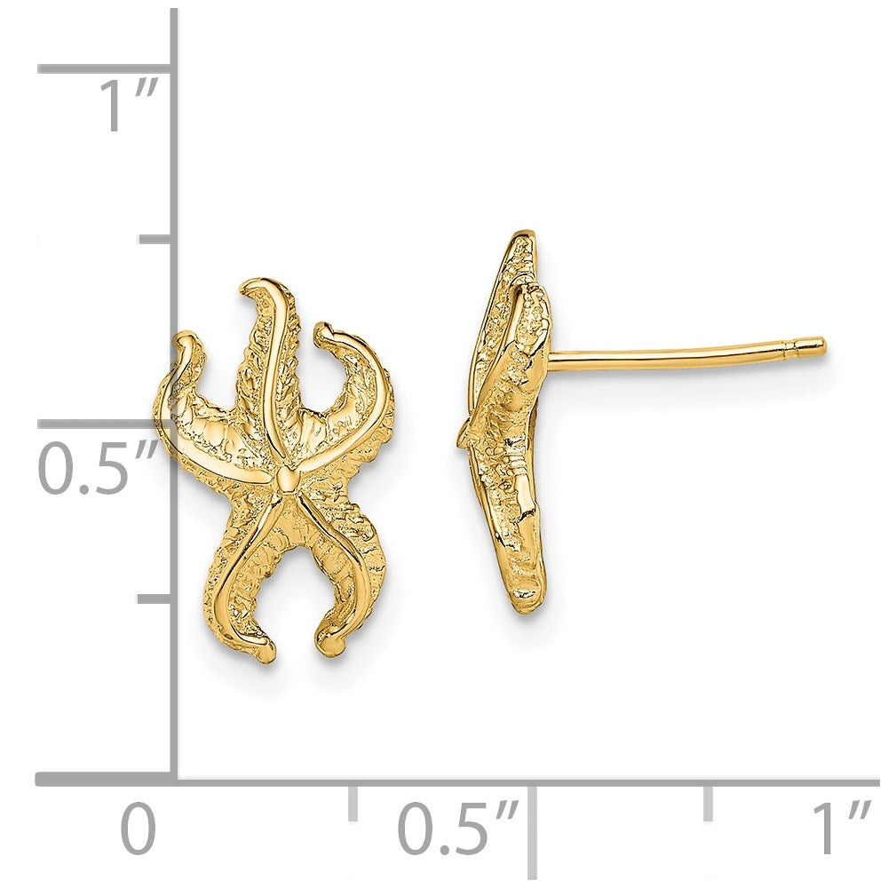 14K Yellow Gold Starfish Post Earrings