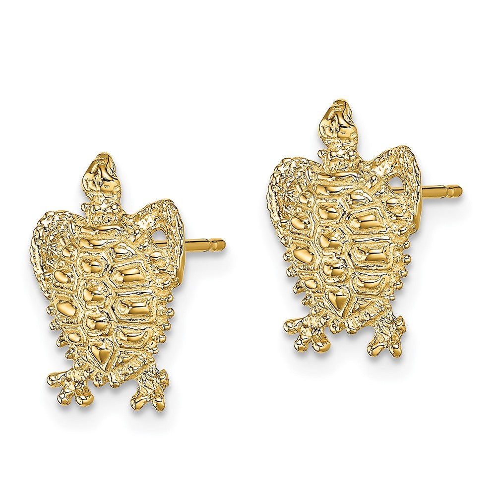 14K Yellow Gold Turtle Post Earrings