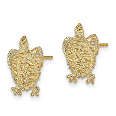 14K Yellow Gold Turtle Post Earrings