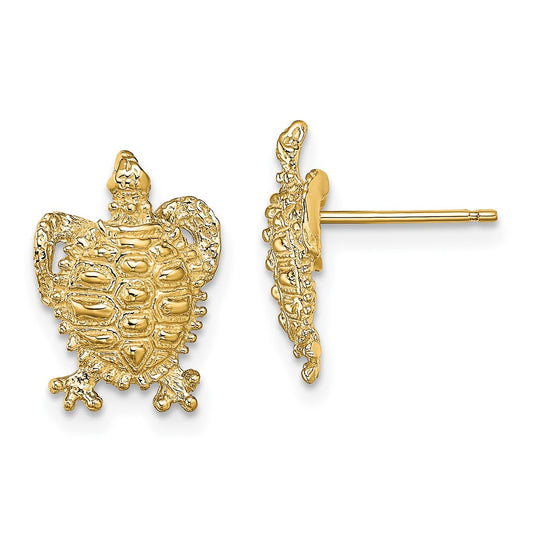 14K Yellow Gold Turtle Post Earrings