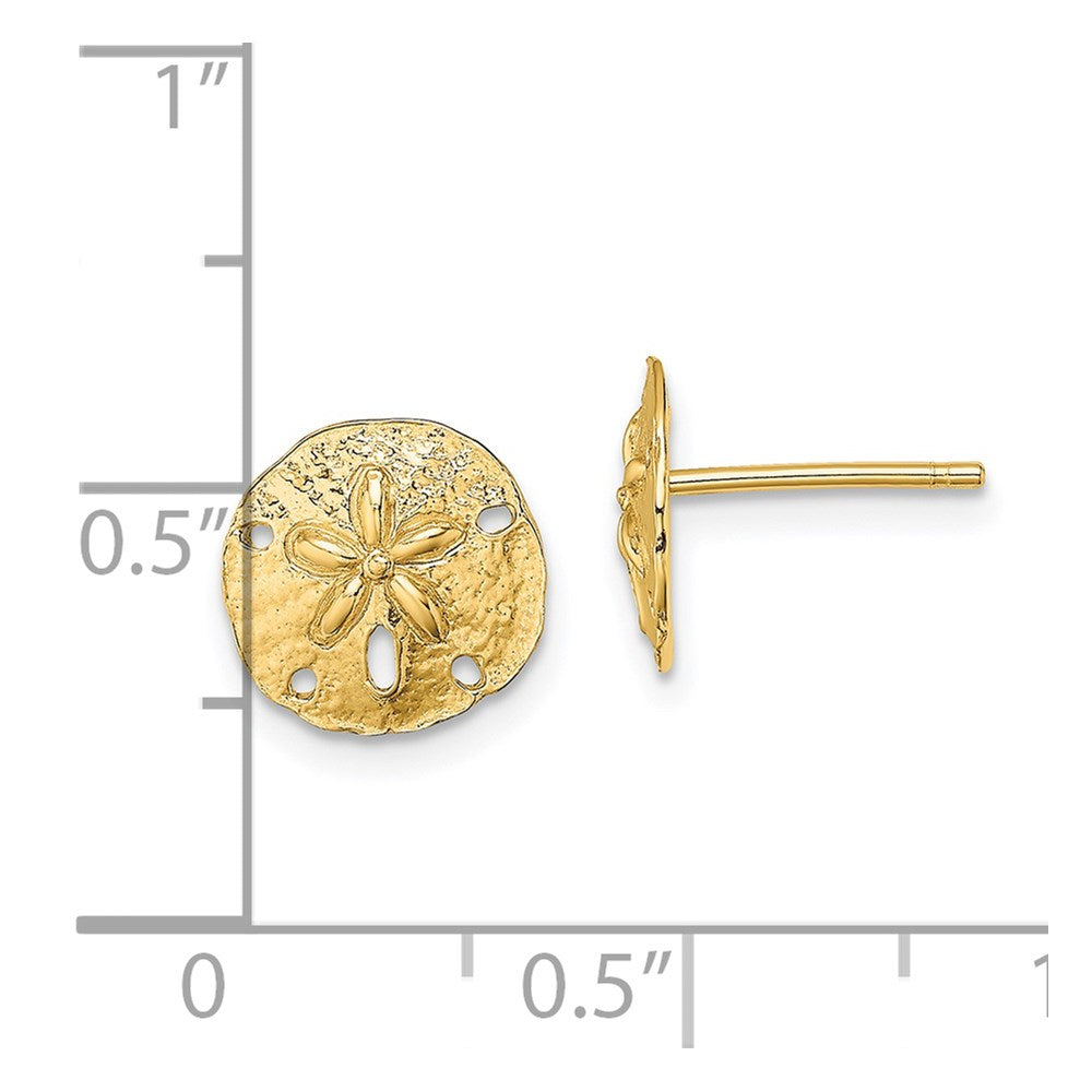 14K Yellow Gold Polished Mini Sand Dollar Post Earrings