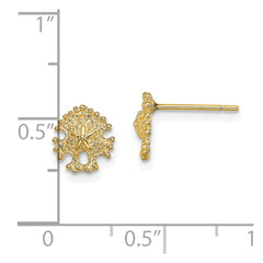 14K Yellow Gold Mini Sand Dollar Post Earrings