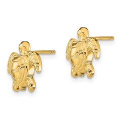 14K Yellow Gold Turtle Post Earrings