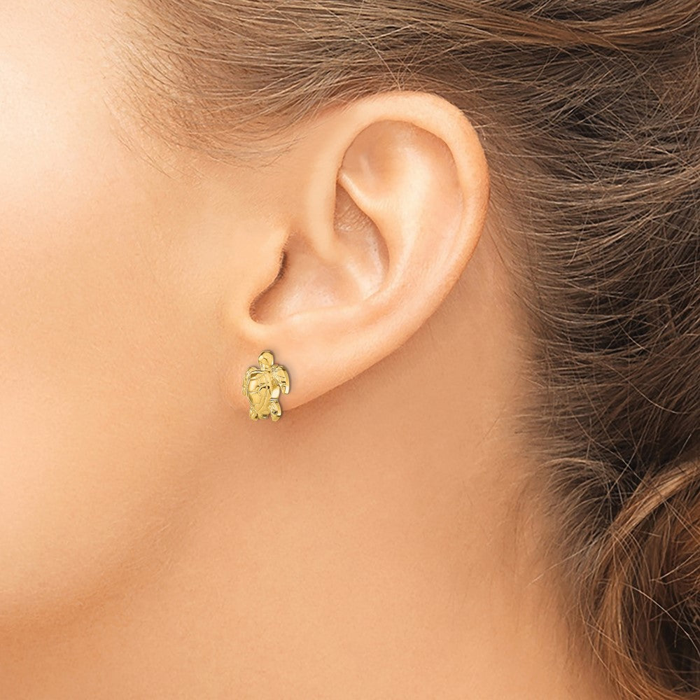 14K Yellow Gold Turtle Post Earrings