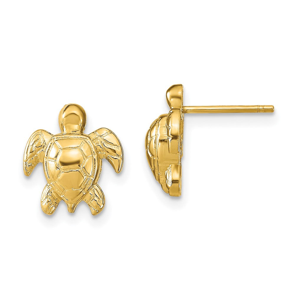 14K Yellow Gold Turtle Post Earrings