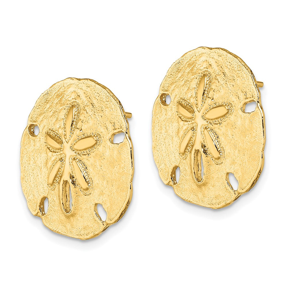 14K Yellow Gold Polished Sand Dollar Post Earrings