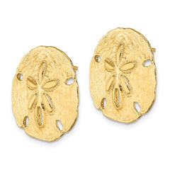 14K Yellow Gold Polished Sand Dollar Post Earrings