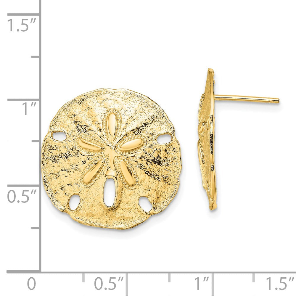 14K Yellow Gold Polished Sand Dollar Post Earrings
