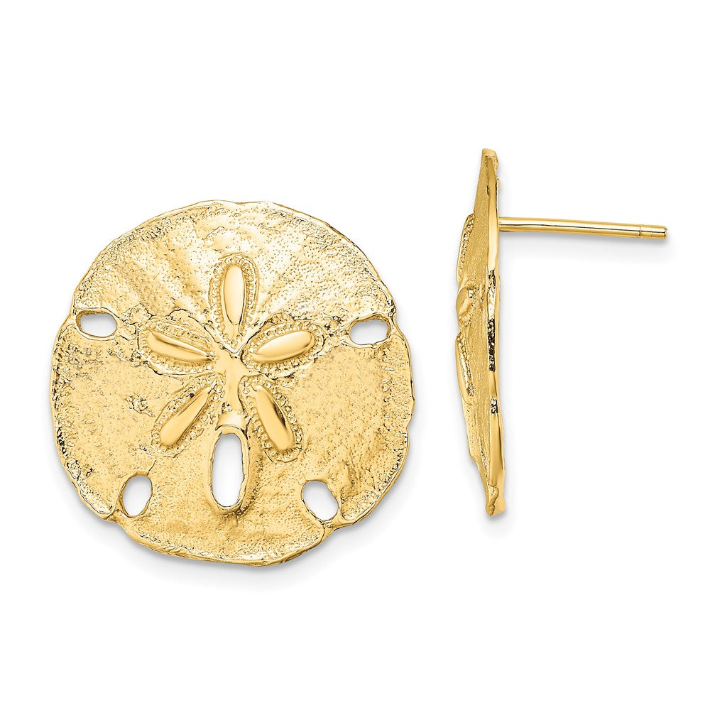14K Yellow Gold Polished Sand Dollar Post Earrings