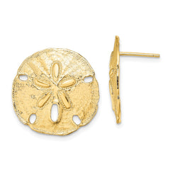 14K Yellow Gold Polished Sand Dollar Post Earrings