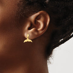 14K Yellow Gold 2D Whale Tail Post Earrings