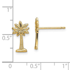 14K Yellow Gold Mini Palmetto Palm Tree Post Earrings