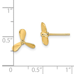 14K Yellow Gold 2D Propeller Post Earrings