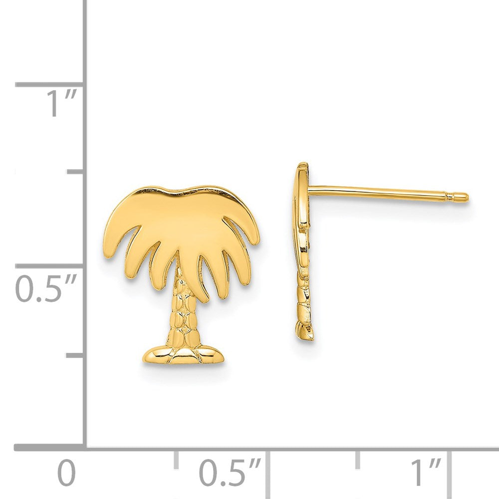 14K Yellow Gold Charleston Palm Tree Post Earrings