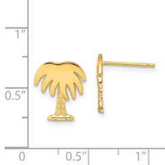 14K Yellow Gold Charleston Palm Tree Post Earrings