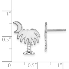 14K White Gold White Charleston Palm Tree with Moon Earrings