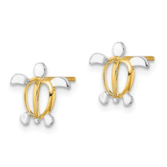 14K Two-Tone Gold Sea Turtle Post Earrings