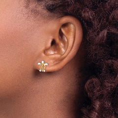 14K Two-Tone Gold Sea Turtle Post Earrings