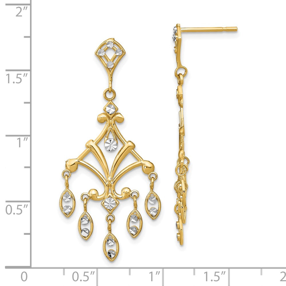 14K Two-Tone Gold Diamond-cut Chandelier Style Dangle Earrings