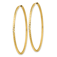 14K Yellow Gold Diamond-cut Square Tube Endless Hoop Earrings