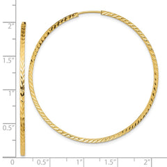 14K Yellow Gold Diamond-cut Square Tube Endless Hoop Earrings