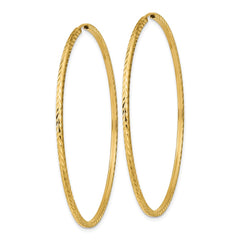 14K Yellow Gold Diamond-cut Square Tube Endless Hoop Earrings