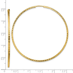 14K Yellow Gold Diamond-cut Square Tube Endless Hoop Earrings
