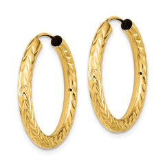 14K Yellow Gold Polished & Diamond-cut Endless Hoop Earrings