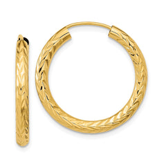 14K Yellow Gold Polished & Diamond-cut Endless Hoop Earrings