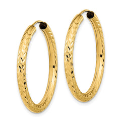 14K Yellow Gold Polished & Diamond-cut Endless Hoop Earrings