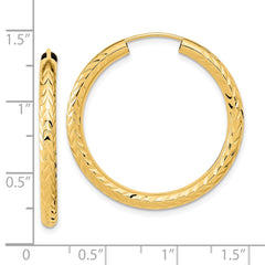 14K Yellow Gold Polished & Diamond-cut Endless Hoop Earrings