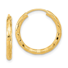 14K Yellow Gold Polished Faceted 2.5mm Hoop Earrings