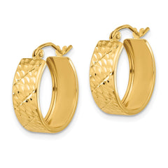 14K Yellow Gold Diamond-cut Hoop Earrings