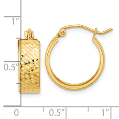 14K Yellow Gold Diamond-cut Hoop Earrings