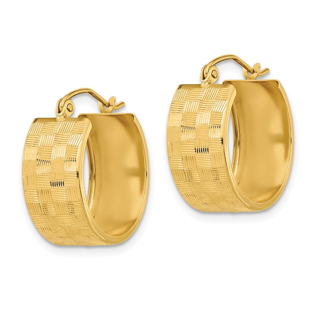 14K Yellow Gold Diamond-cut Hoop Earrings
