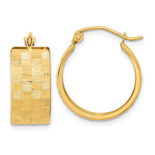 14K Yellow Gold Diamond-cut Hoop Earrings