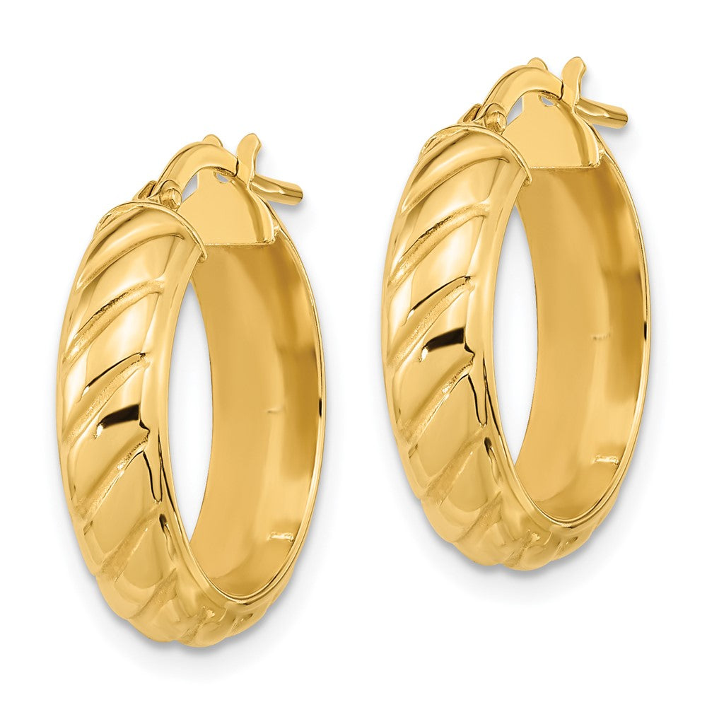 14K Yellow Gold Polished Fancy Hoops