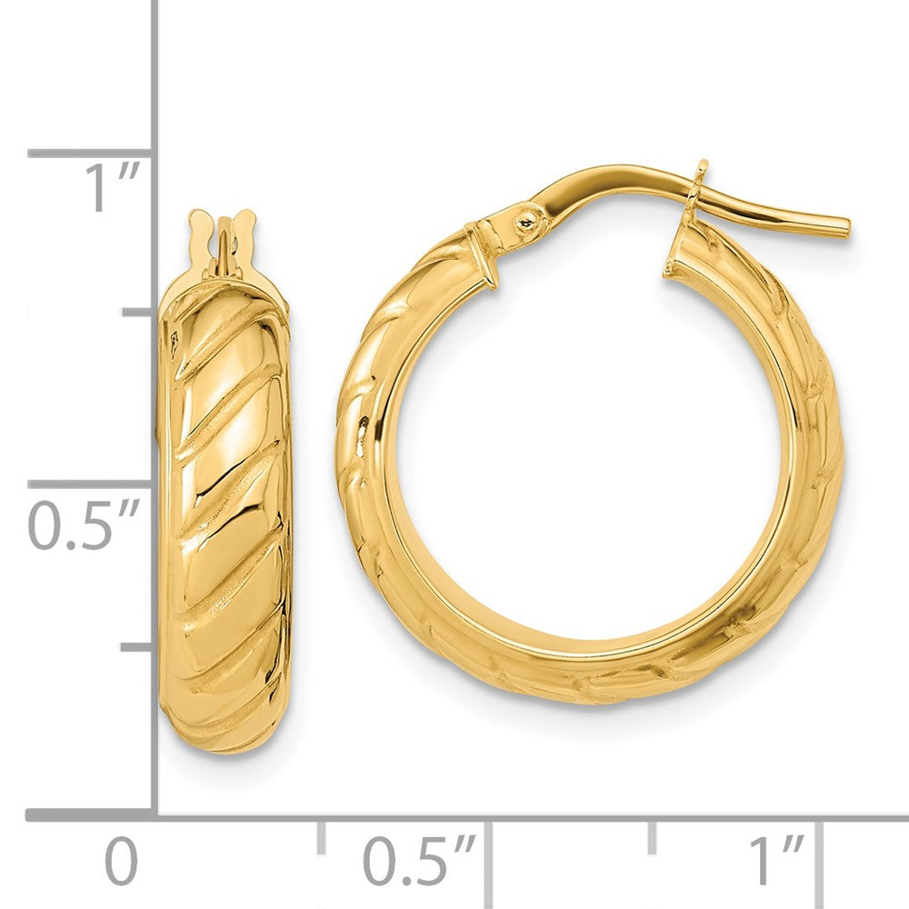 14K Yellow Gold Polished Fancy Hoops