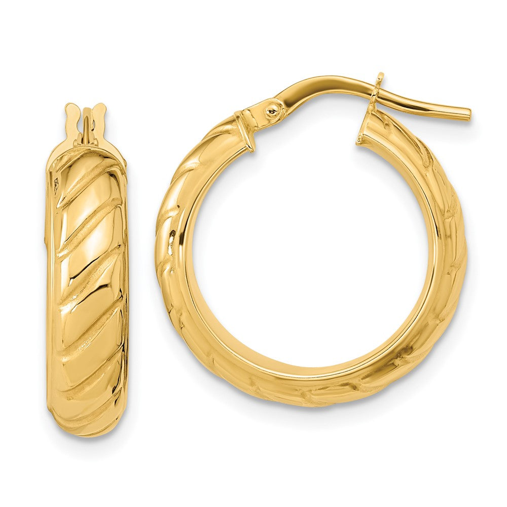 14K Yellow Gold Polished Fancy Hoops