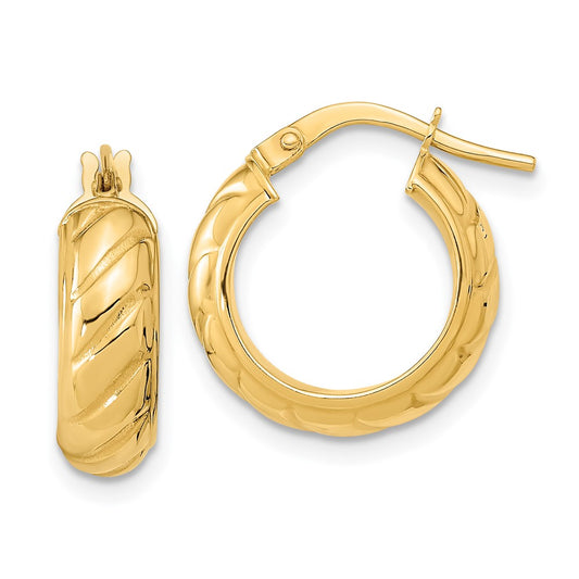 14K Yellow Gold Polished Fancy Hoops