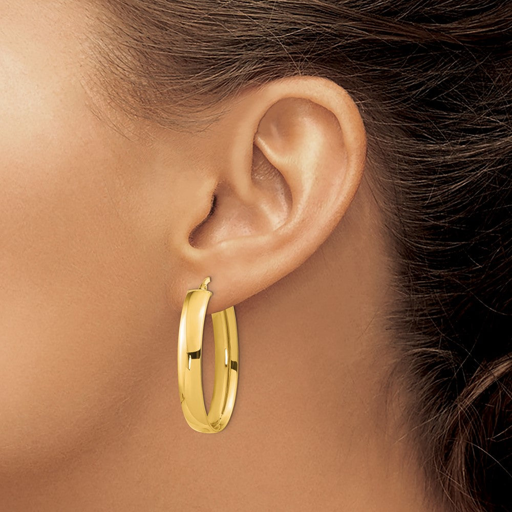 14K Yellow Gold Oval Hoop Earrings