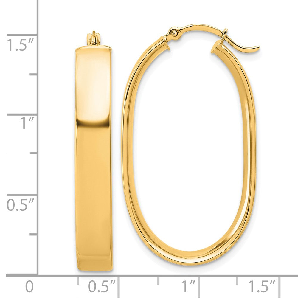 14K Yellow Gold Oval Hoop Earrings