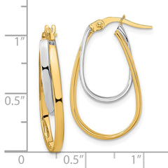 14K Two-Tone Gold Polished Double Oval Hoop Earrings