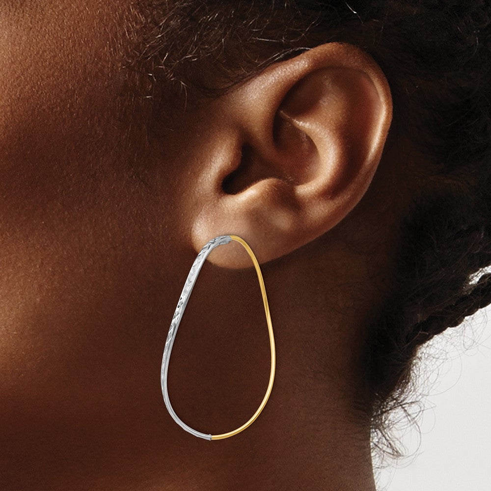 14K Two-Tone Gold Diamond-cut and Polished Threaders