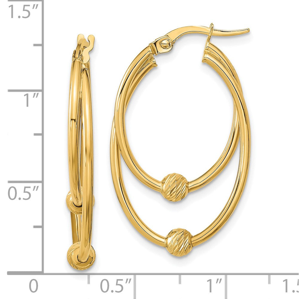 14K Yellow Gold Polished Diamond-cut Hoop Earrings