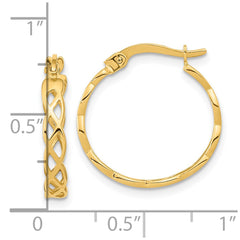 14K Yellow Gold Polished Intertwined Filigree Hoop Earrings