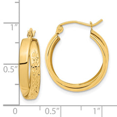 14K Yellow Gold Polished Diamond-cut Twist Hoop Earrings